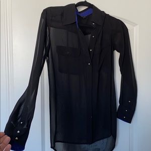 Black see through button up